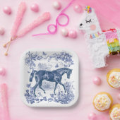 Elegant Rustiek Blauw Paard Bloementoilet Papieren Bordje (Feest)