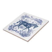 Elegant Rustiek Blauw Paard Bloementoilet Tegeltje (Zijkant)
