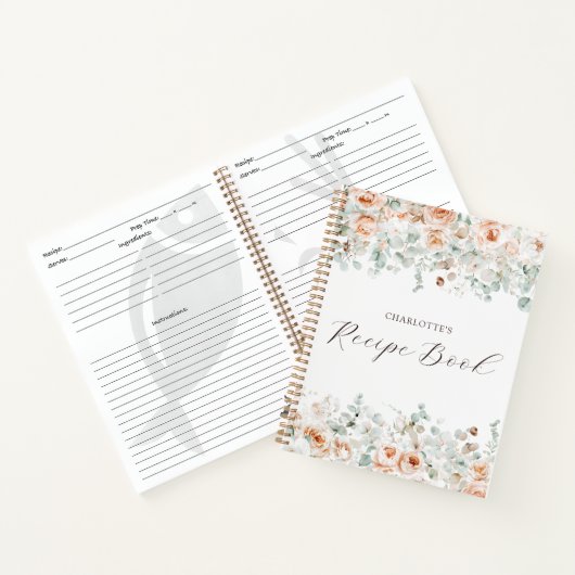 Elegant rustiek bloemengroen gepersonaliseerd rece notitieboek (Binnen)