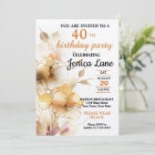 Elegant rustiek bloemenverjaardagsfeestje kaart (Staand voorkant)