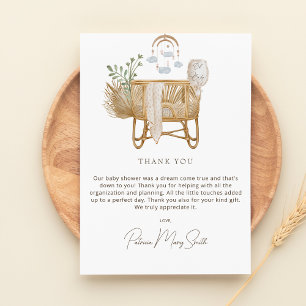Elegant rustiek Boho Baby kinderbedje Baby shower Bedankkaart