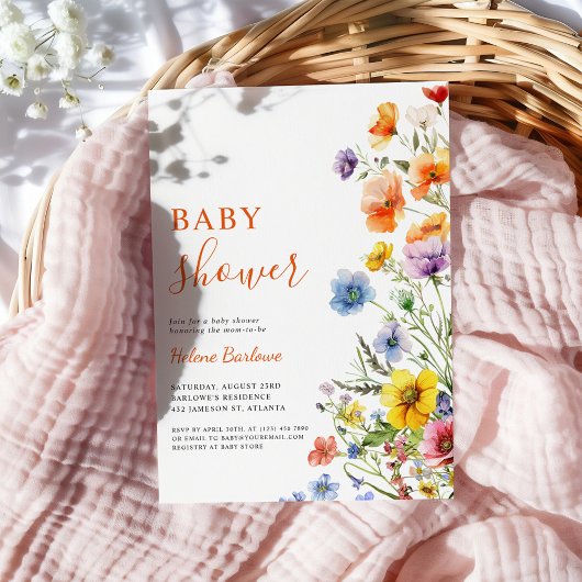 Elegant rustiek Boho Floral Wildflower Baby shower Kaart