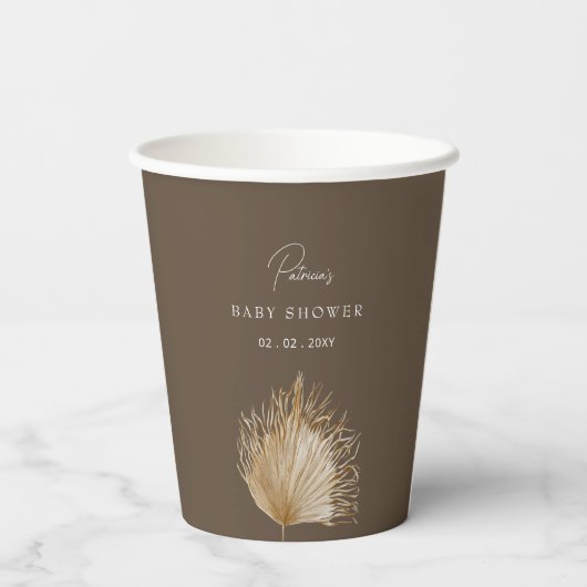 Elegant rustiek botanisch boho Baby shower Papieren Bekers (Achterkant)