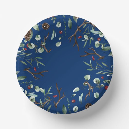 Elegant rustiek botanisch groen 2025 Nieuwjaar Papieren Kommen (Voorkant)