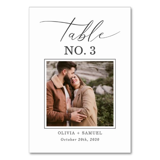 Elegant rustiek fotoscript Trouwtafel nummer Kaart (Achterkant)