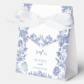 Elegant  rustiek Frans blauw bloemenbruiloft Bedankdoosjes (Voorkant)