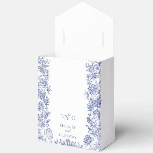 Elegant  rustiek Frans blauw bloemenbruiloft Bedankdoosjes (Open)