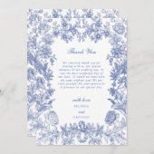 Elegant rustiek Frans blauw bloemenbruiloft Bedankkaart (Voorkant / Achterkant)