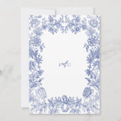 Elegant rustiek Frans blauw bloemenbruiloft Save The Date (Achterkant)