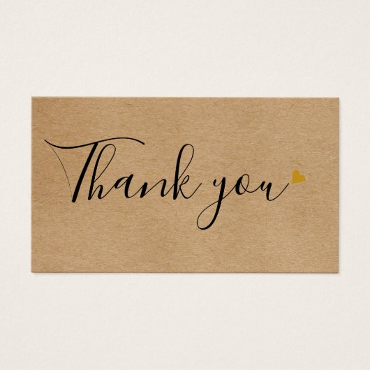 Elegant rustiek gouden hart script cadeau certific visitekaartje (Voorkant)