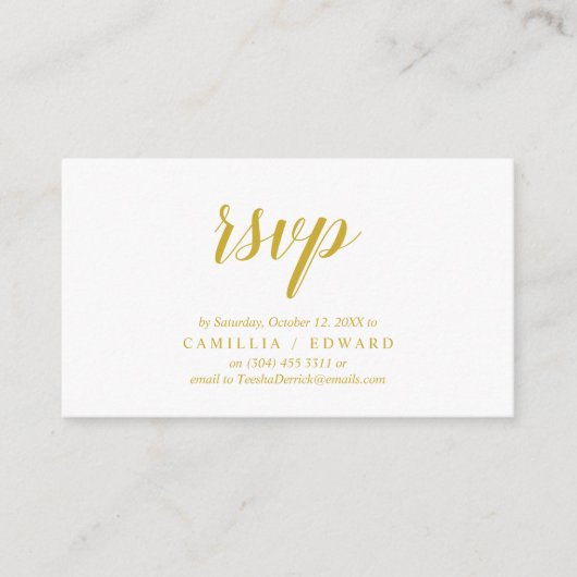 Elegant rustiek, gouden script, RSVP reageren Informatiekaartje (Voorkant)