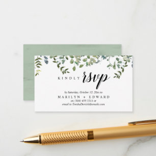 Elegant rustiek groen, RSVP-herinnering Informatiekaartje