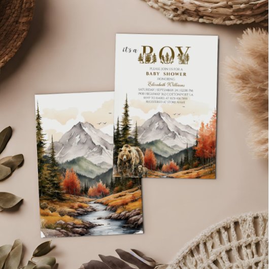 Elegant rustiek Het is een Boy Mountain Beer Baby  Kaart