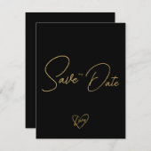 Elegant rustiek hout zwart en glanzend Save the Da Notitiekaartje (Voorkant / Achterkant)