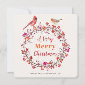 Elegant rustiek kerst holly berry krans script feestdagenkaart (Voorkant)