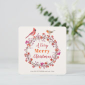 Elegant rustiek kerst holly berry krans script feestdagenkaart (Staand voorkant)