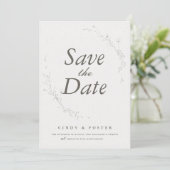 Elegant Rustiek Minimalistisch Botanisch Huwelijk Save The Date (Staand voorkant)