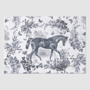 Elegant  rustiek Paard Blauw Bloementoilet Tissuepapier