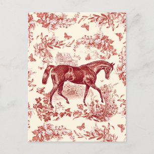 Elegant  rustiek rood paard bloementoilet briefkaart