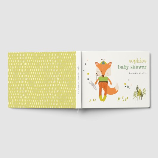 Elegant rustiek schattig bos leuk vos Baby shower Gastenboek (Volledig)