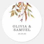 Elegant rustiek Sinaasappel bruin groen blad bruil Ronde Sticker (Voorkant)