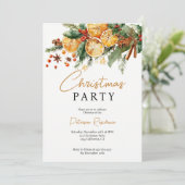 Elegant rustiek Sinaasappel en dennen kerstfeest Kaart (Staand voorkant)