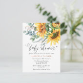 Elegant rustiek zonnebloem Baby shower Uitnodiging Briefkaart (Staand voorkant)