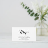 Elegant rustiek, zwart script, RSVP reageren Informatiekaartje (Staand voorkant)