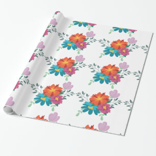 Elegant Rustieke Bloem Navy Bourgondië Marsala Roo Cadeaupapier