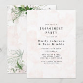 Elegant Rustieke Roze Aquarel Verlovingsfeest Kaart (Voorkant / Achterkant)