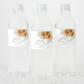 Elegant rustieke zonnebloem bruidssluier water waterfles etiket (Flessen)