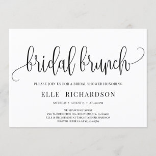 Elegant rustige kalligrafie met bridale brunch kaart