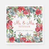 Elegant rustige moderne kerstbruiloft servet (Voorkant)