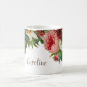 Elegant rustige rozen bloemen gepersonaliseerd koffiemok (Center)