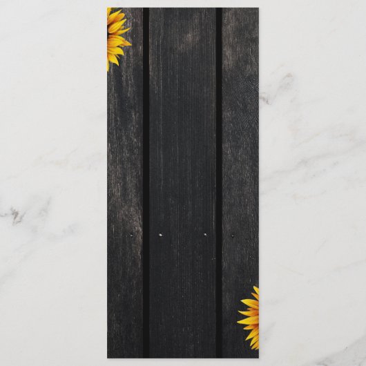 Elegant rustige zonnebloemen chic bruiloft menu (Achterkant)