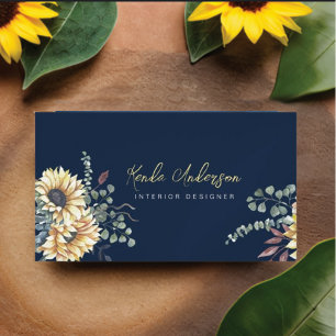 Elegant Rustige zonnebloemen Eucalyptus Magnetisch Visitekaartje