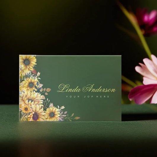 Elegant Rustige zonnebloemen Eucalyptus Visitekaartje