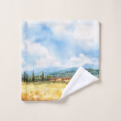 Élégant Rustique Aquarelle Tuscan Méditerranéen (Gant de toilette)