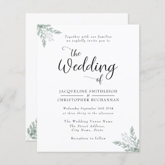 Elégant Rustique Eucalyptus Feuille verdure (Devant / Derrière)