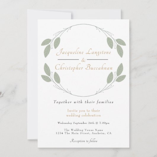 Elégant Rustique Eucalyptus Mariage Invitations (Devant)