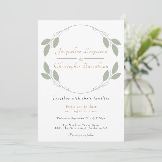 Elégant Rustique Eucalyptus Mariage Invitations (Debout devant)