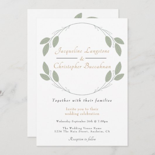 Elégant Rustique Eucalyptus Mariage Invitations (Devant / Derrière)