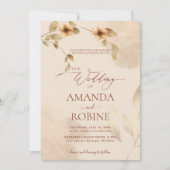 Elégant rustique Faire-part de mariage Brown beige (Devant)