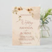 Elégant rustique Faire-part de mariage Brown beige (Debout devant)