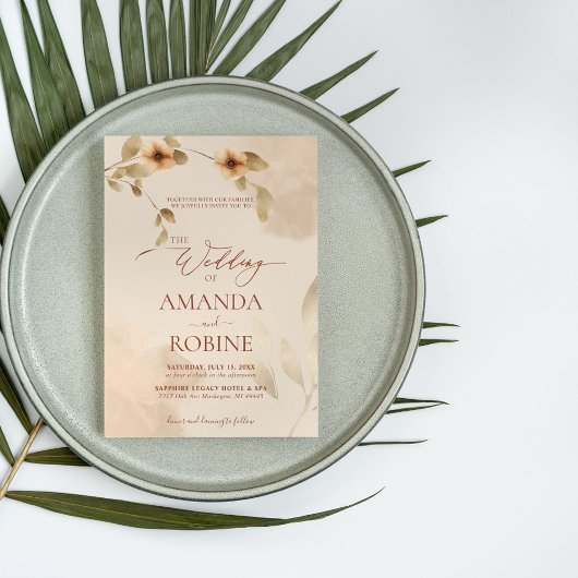 Elégant rustique Faire-part de mariage Brown beige