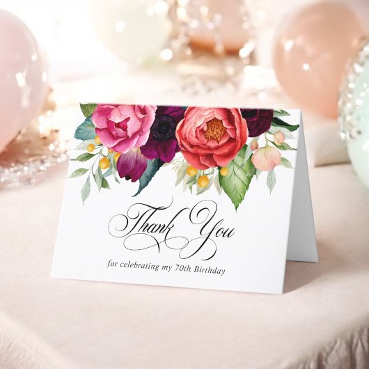 Elégant Rustique Floral 70e anniversaire Merci