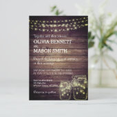 Élégant Rustique Mason Jar Lumières Faire-part de  (Debout devant)