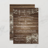 Élégant Rustique Mason Jar Lumières Faire-part de  (Devant / Derrière)