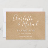 Élégant rustique Script de signature Mariage Merci (Devant)