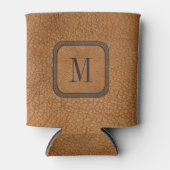 Elegant Rustisch Land Ledermonogram Blikjeskoeler (Voorkant)